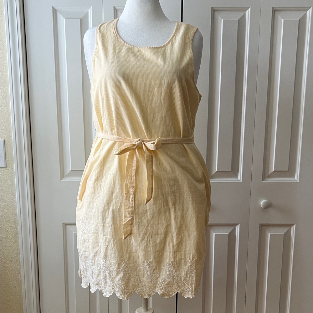 croft & barrow Yellow Striped Dress with Tie Waist